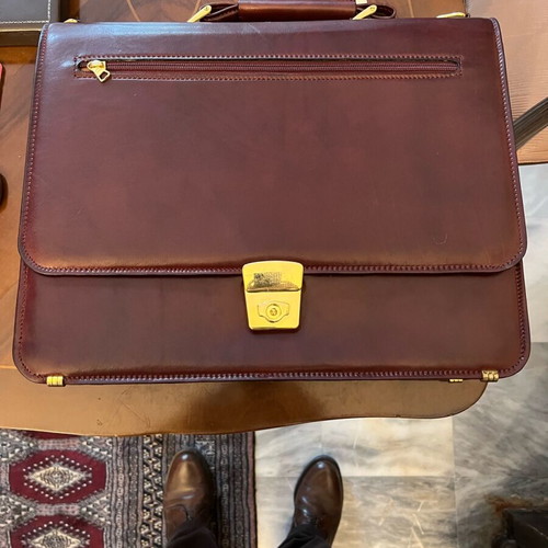 Bianchi leather briefcase new, burgundy