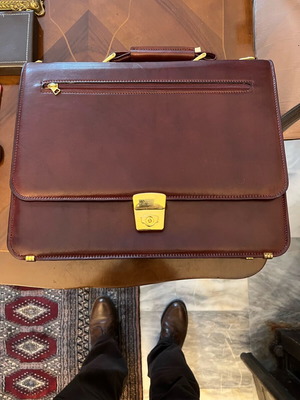 Bianchi leather briefcase new, burgundy