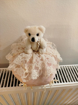 Stuffed bear on ball like new