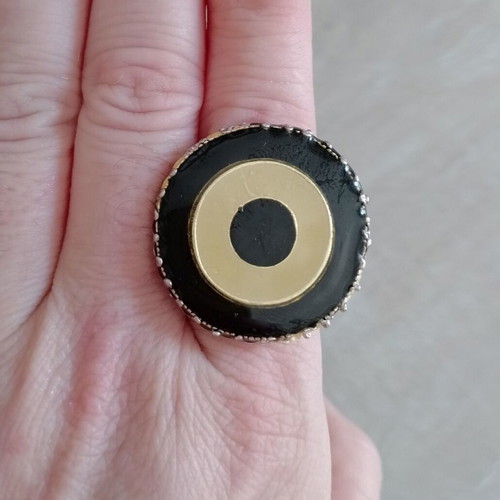 Statement ring circular, two-tone, adjustable, used
