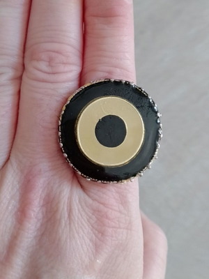 Statement ring circular, two-tone, adjustable, used