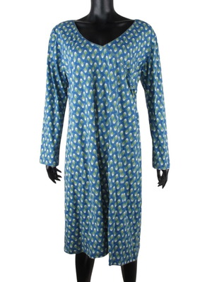Deerberg women's dress XL used, green-blue, 100% organic cotton, long sleeve