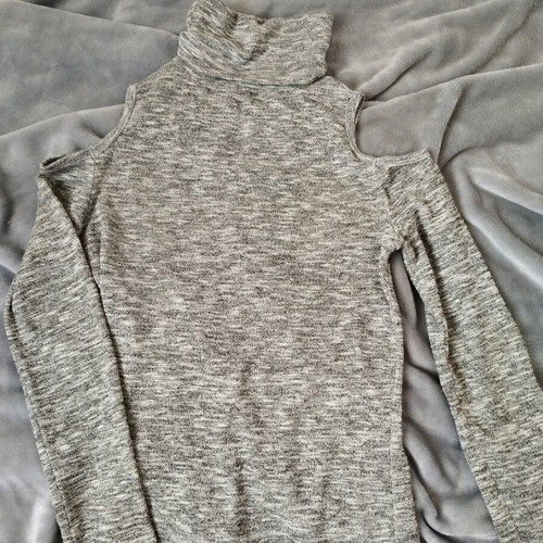 Bershka Grey Turtleneck With Cut-Out Shoulders Like New