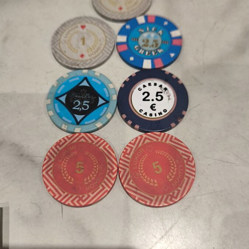Casino chips used, authentic club tokens for keychains or souvenirs