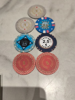 Casino chips used, authentic club tokens for keychains or souvenirs