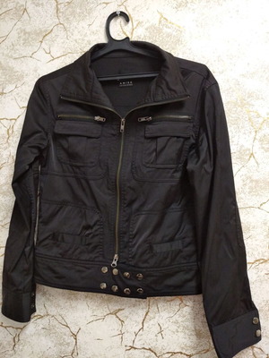 Amisu women's satin jacket, military style with zippers and metal buttons