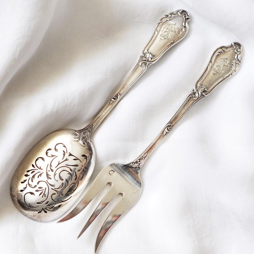 French silver serving set used