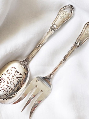 French silver serving set used
