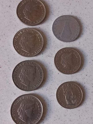 Ελβετικά νομίσματα μεταχειρισμένα 20 Rappen 1936-1979, 10 Rappen 1982, ½ Fr. 1981