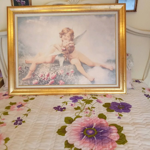 Painting very large with golden frame in excellent condition