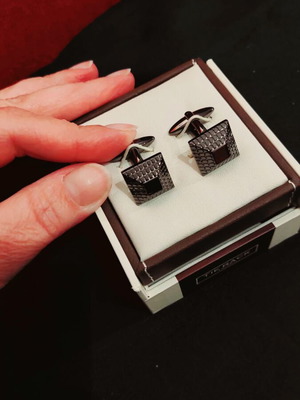 Tie Rack London cufflinks new, dark gray steel