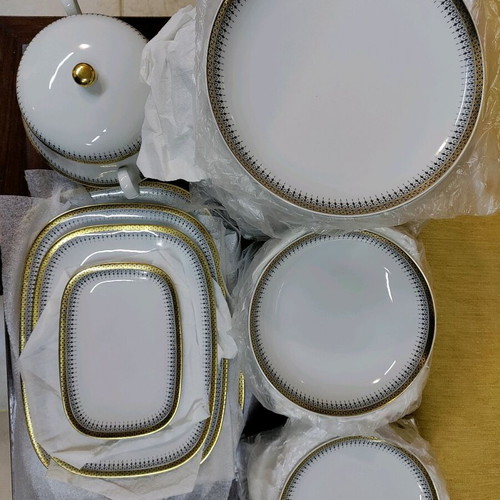 Vintage authentic Ionian serving set 82 pieces like new with gold design