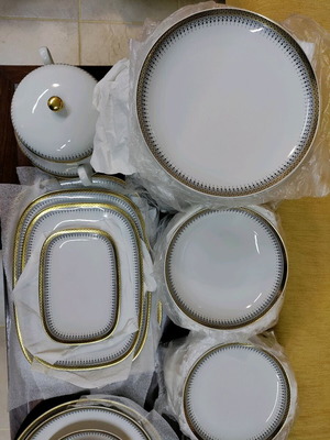 Vintage authentic Ionian serving set 82 pieces like new with gold design