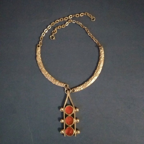 Vintage short choker used, forged iron and colored glass