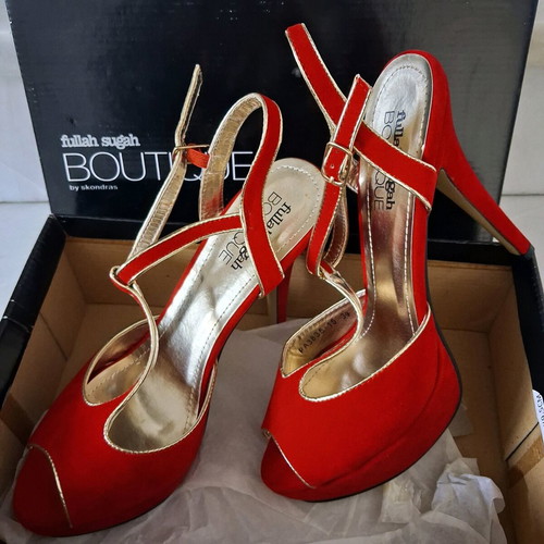 Fullah Sugah Boutique sandals new, red, size 39, 13 cm heel
