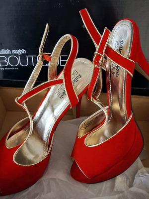 Fullah Sugah Boutique sandals new, red, size 39, 13 cm heel