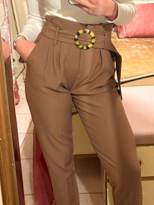 BSB camel pants like new, size S, high-waisted with belt