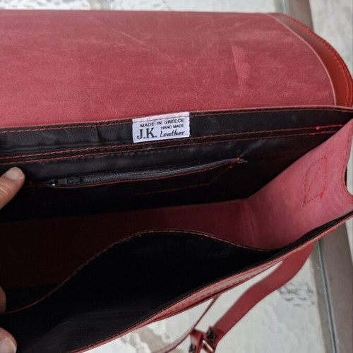 Crossbody bag like new, handmade red genuine leather