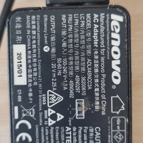 Lenovo 45W ADLX45NCC3A charger used, AC adapter 20V 2.25A