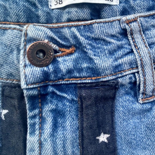 Y2K high-waisted star patchwork denim shorts Pull & Bear like new, size M