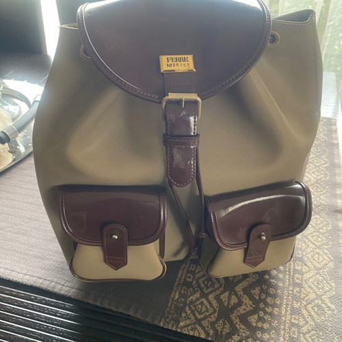 Gianfranco Ferre backpack used, beige and brown