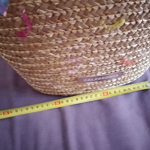 Calzedonia straw beach bag with floral fabric lining