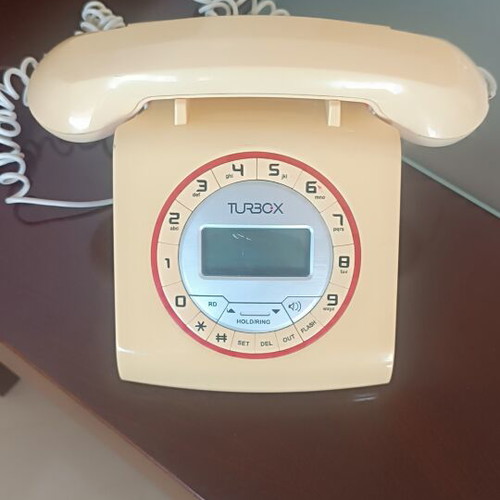 Turbo X landline phone with digital display, beige