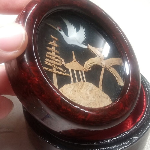 Handmade jewelry box with bird of paradise diorama, like new