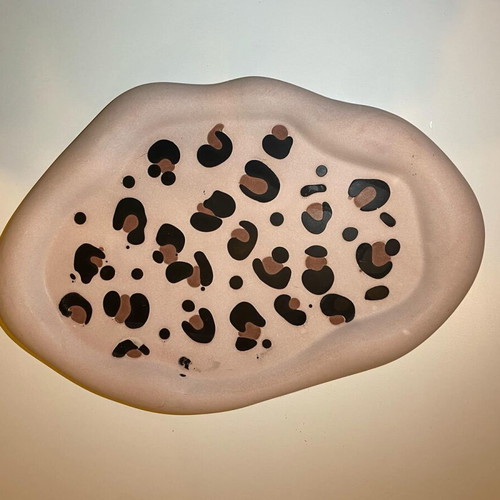 Organic shaped tray with leopard print, new