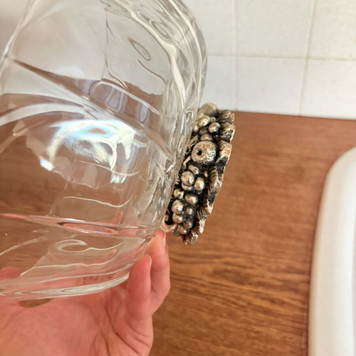 Crystal and glass bowl set with decorative clock, like new