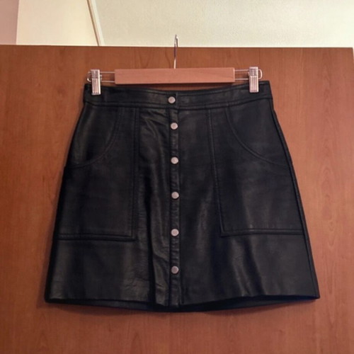 High-waisted leather skirt