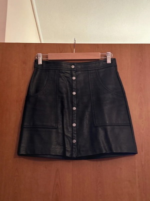 High-waisted leather skirt