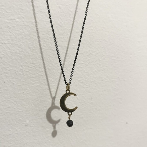 Stainless steel chain with gold moon pendant new handmade unworn