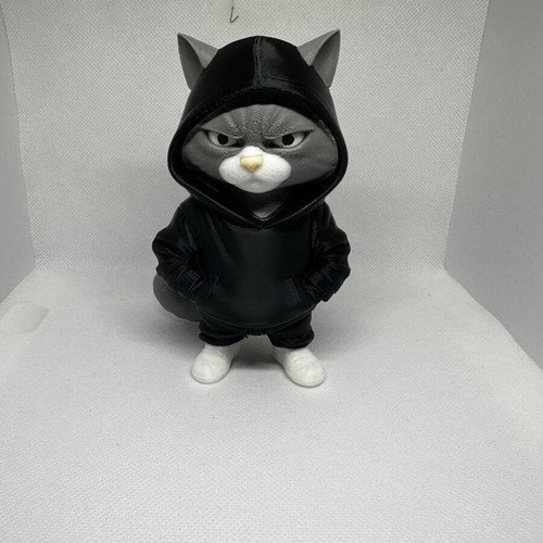 Hooded Cat figure like new 3D printed, 14cm