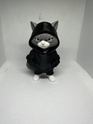 Hooded Cat figure like new 3D printed, 14cm