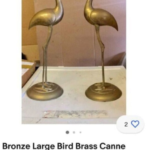 Brass flamingo statues used, height 30 cm and 25 cm