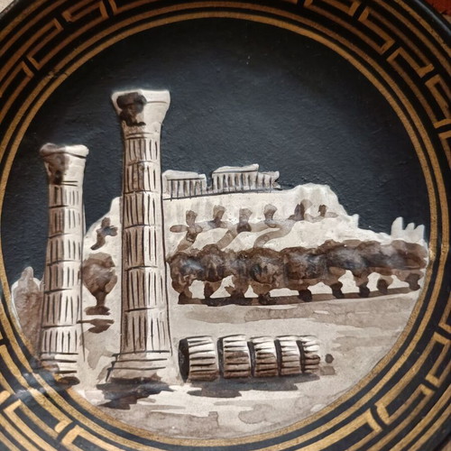 Wall plate used with embossed Parthenon design and gold details