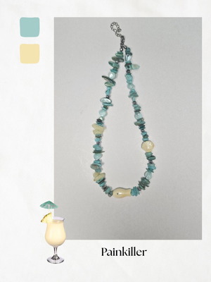 Painkiller Cocktail Handmade Necklace with Ceramic Fish and Steel Clasp