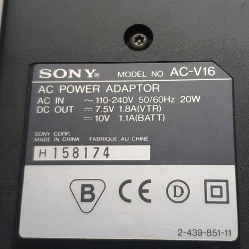 Sony AC-V16 τροφοδοτικό βιντεοκάμερας μεταχειρισμένο