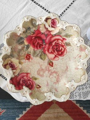 Serving platter for sweets like new, porcelain