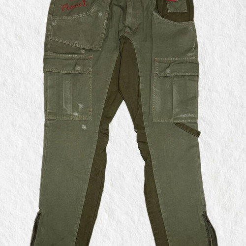 Vintage Cargo Pants Olive Green with Save the Planet Embroidery like new
