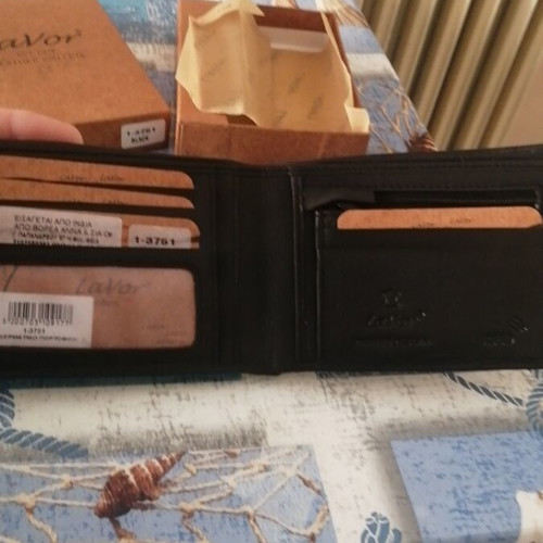 Lavor leather men's wallet new, black with box