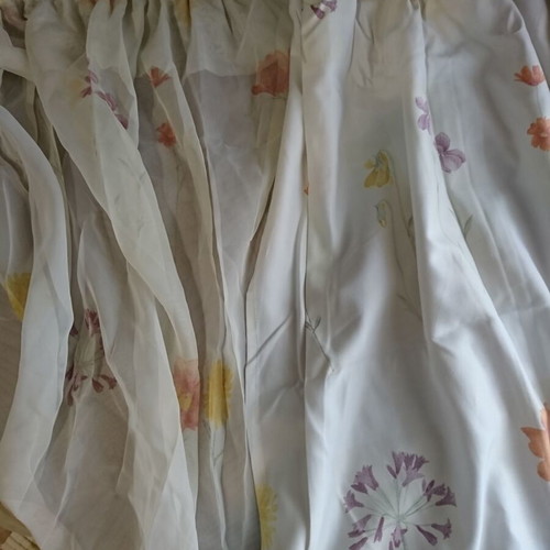 Curtains floral pattern set like new with two opaque and one transparent