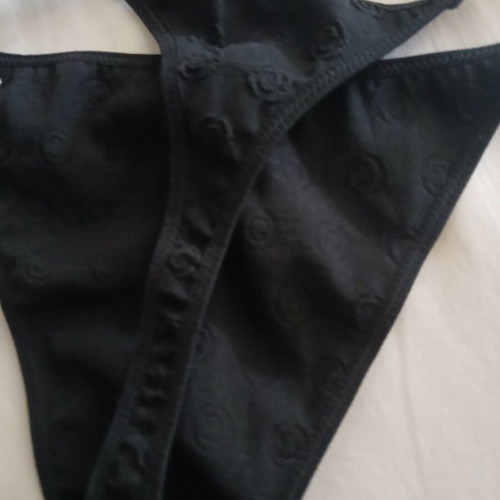 Cacharel black underwear new, embossed logo, size small medium