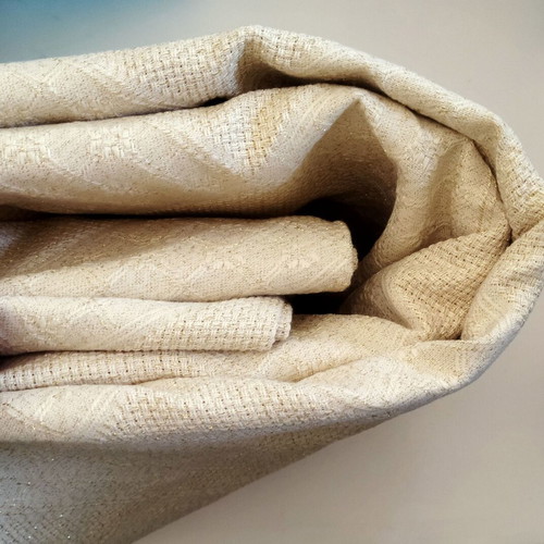 Etamin embroidery fabric with gold squares, beige - ecru, counted canvas