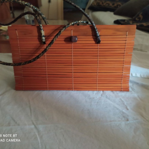 Wooden shoulder bag new, brown, lightweight