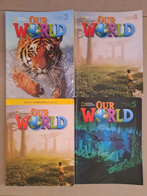 Our World English learning books used, pack of 3