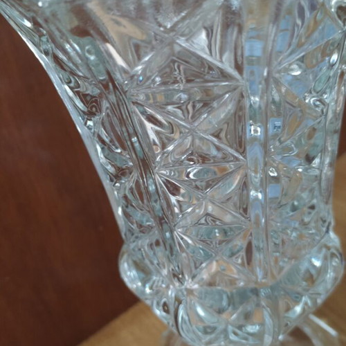 Italian glass vase with embossed design, new