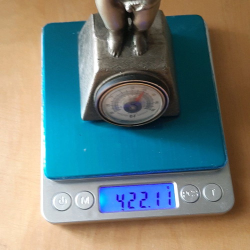 Vintage metal thermometer with small child figure like new