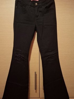 Pink Woman gabardine flare pants like new, black, size S